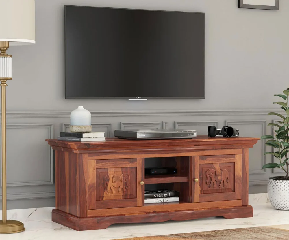 Lance Sheesham Wood TV Cabinet Serenity Timeless Heritage (Honey finish)