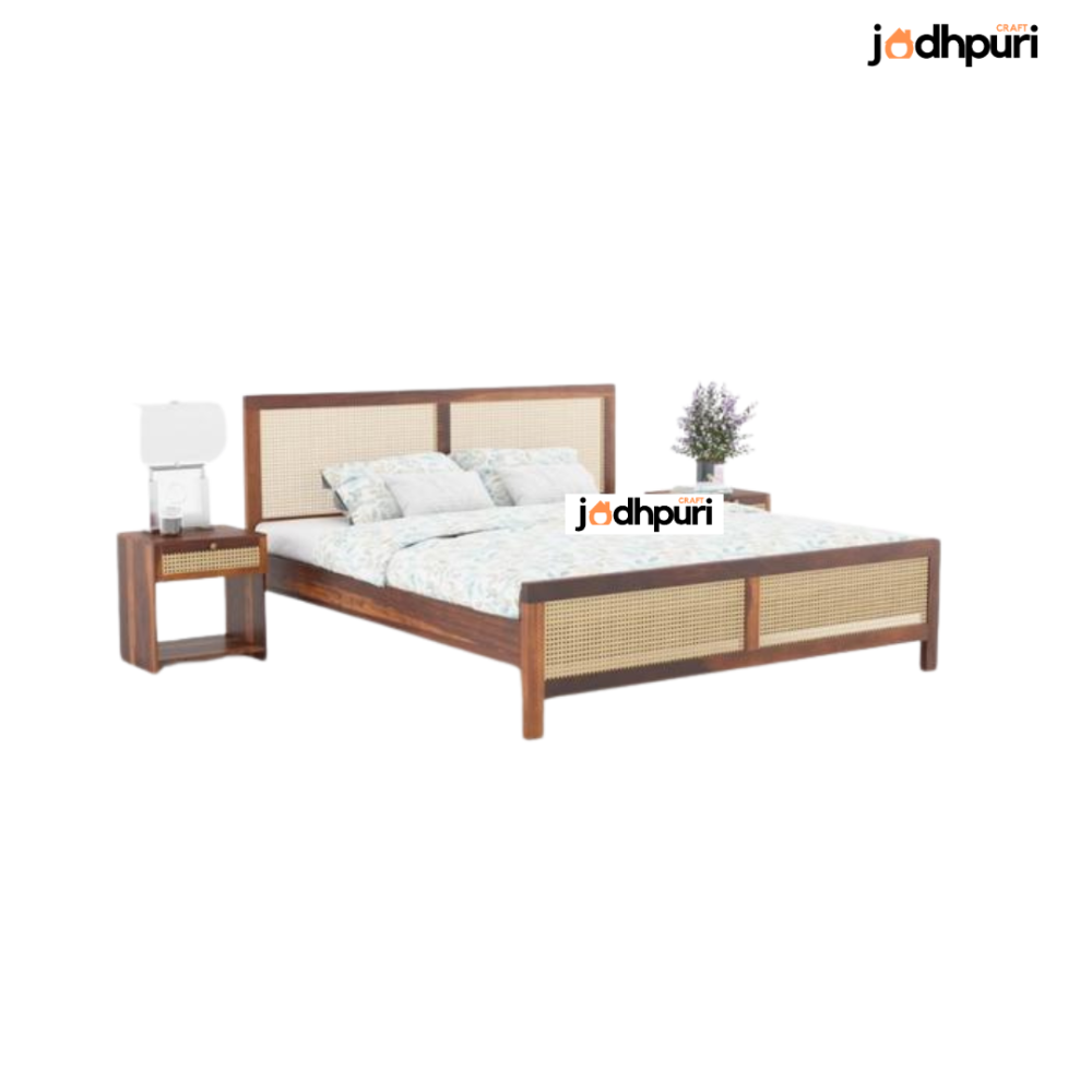 Glide Sheesham Wood Cane Bed - Image 3