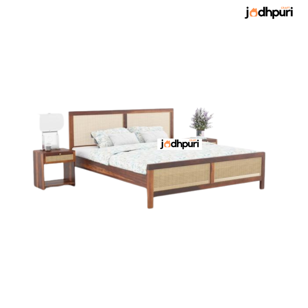 Glide Sheesham Wood Cane Bed - Image 2
