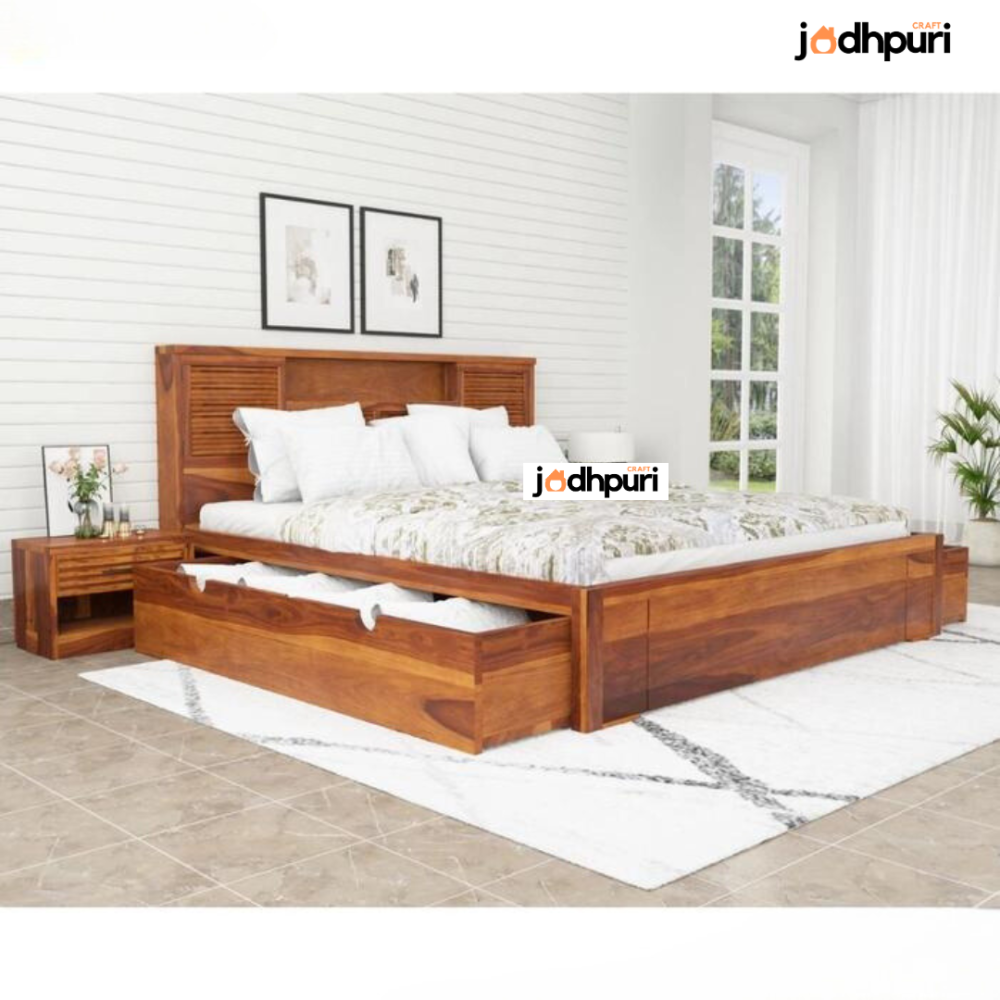 Echo Sheesham Wood Bed - Image 3