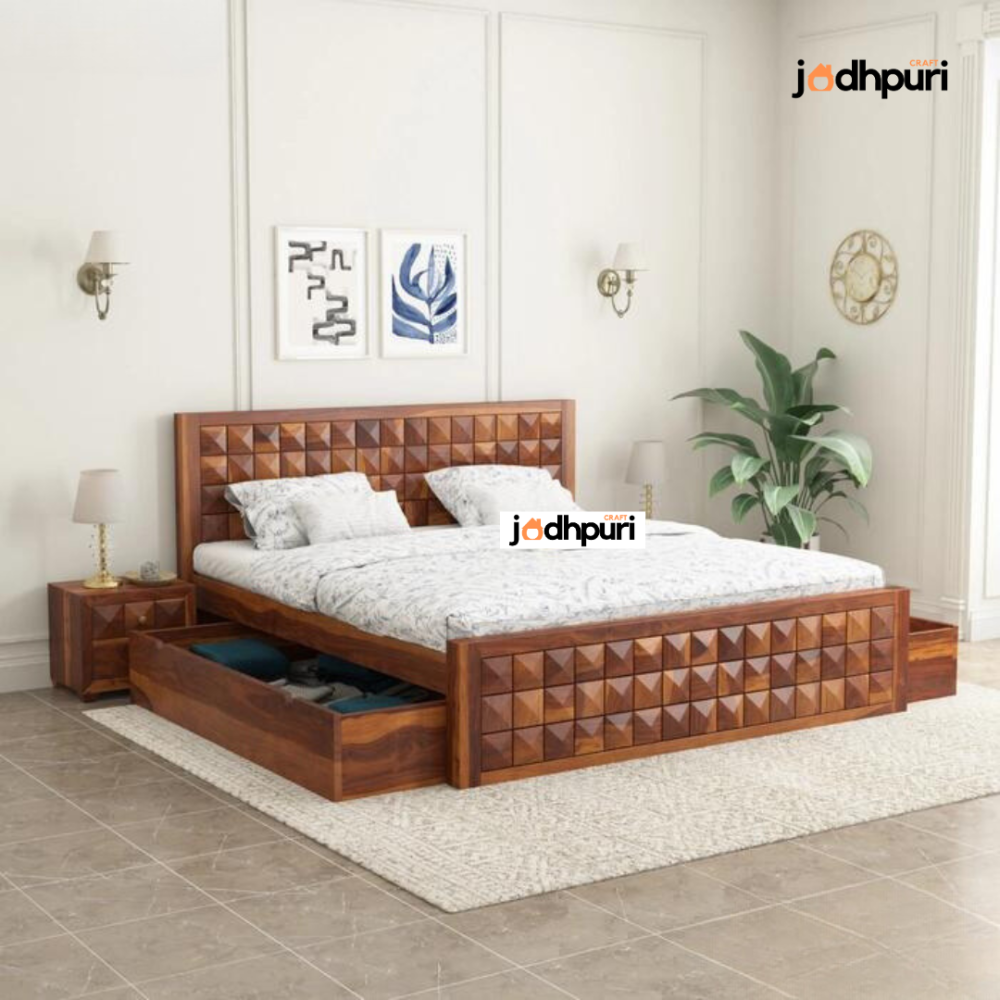 Strata Sheesham Wood Bed - Image 2